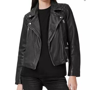 ALLSAINTS Cargo Distressed Leather Biker Jacket size US 4